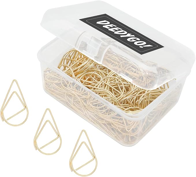 DEEDYGO 120 PCS Gold Paper Clips Teardrop Medium/1.3 Inch | Stainless Steel by DEEDYGO