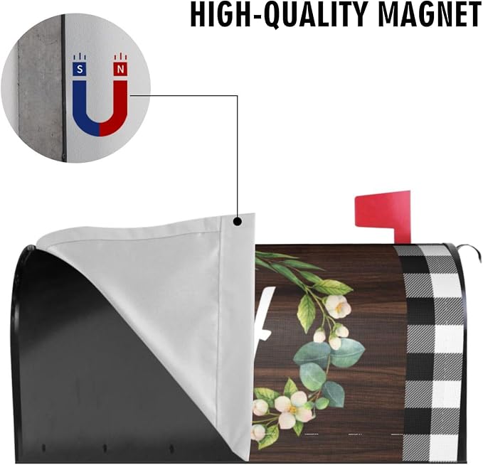 Wreath Monogram Letter H Mailbox Covers, Buffalo Plaid Outdoor Magnetic Mailbox - Image 4