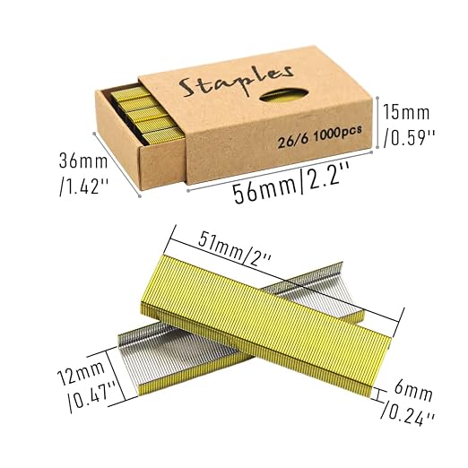 MEI YI TIAN Yellow Gold Staples 26/6 Standard Staples Refill 1000/Box 2 - Image 3
