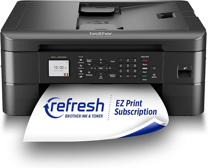 Brother MFC-J1010DW Wireless Color Inkjet All-in-One Printer, Duplex Printing, Mobile & Cloud Print, Compact Design, 1.8" Color Display, Works with Alexa-DeskLoop Office