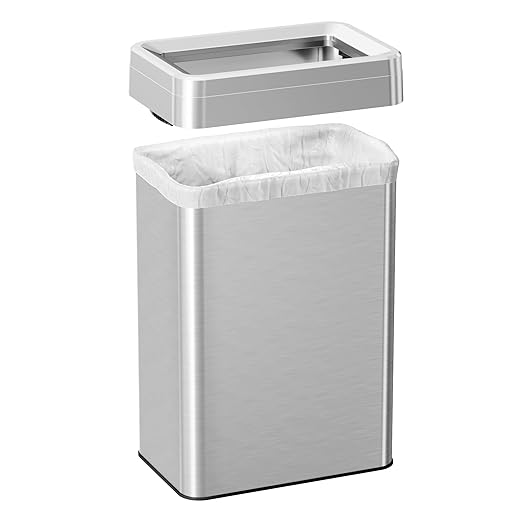 iTouchless 16 Gallon Open Top Kitchen Trash Can Recycling Bin with Double Odor Filters, 60 Liter Rectangular Stainless Steel Recycler for Home Office Business Work Store Restroom Retail Shop Garage-DeskLoop Office