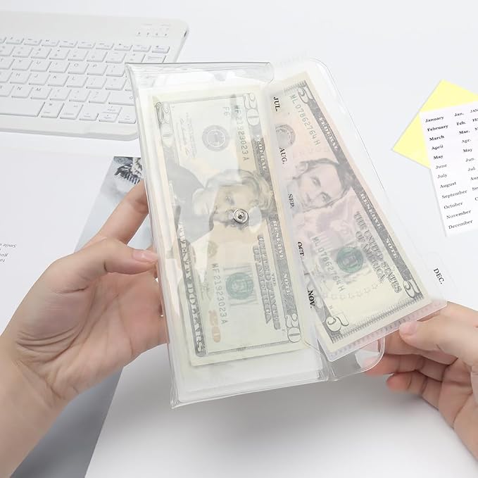 Mogoostry Cash Envelopes Wallet Clear PVC Money Holder - Image 4