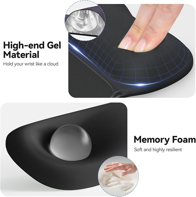 TECKNET Gel Mouse Pad Set with Wrist Rest and Keyboard Wrist Rest, Ergonomic - Image 3
