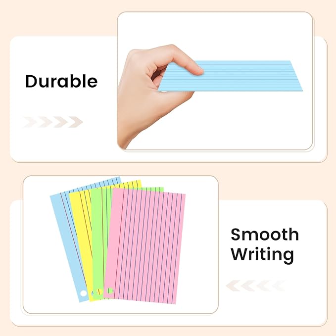 160-Pack Colored Index Cards 4x6 Inch w/Key Ring – 180gsm Heavyweight - Image 4
