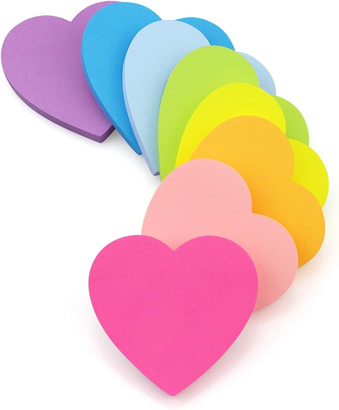 SIMONA Heart Shape Sticky Notes 8 Color Bright Colorful Sticky Pad 75 by SIMONA