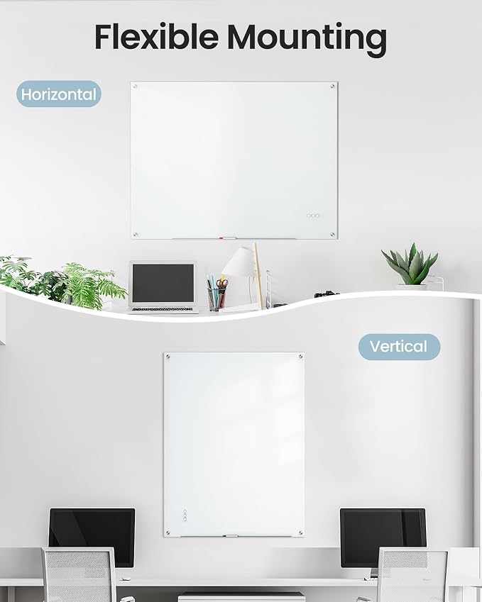VUSIGN Magnetic Glass Dry Erase Board, Frosted Surface White Board Includes - Image 2