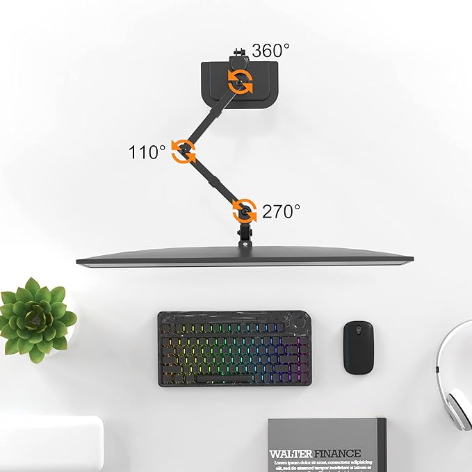 Pholiten Single Monitor Stand, Heavy Duty Adjustable Monitor Arm Desk Mount for 13-27Inch, Tilt, Swivel, Rotate, Support 22 lbs,Black-DeskLoop Office