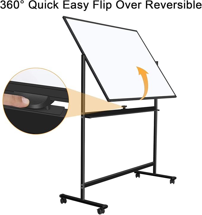 H-Qprobd 48"x36" Mobile Whiteboard Double-Sided Magnetic Dry Erase Board on Wheels - Comercial Rolling White Boards with Sturdy Stand for Home, Office & School-DeskLoop Office