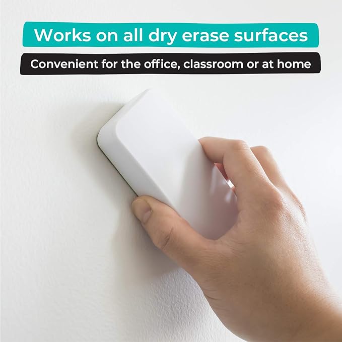 WallDeca Dry Erase Eraser, Felt Bottom Surface Whiteboard Eraser, Works on All - Image 2