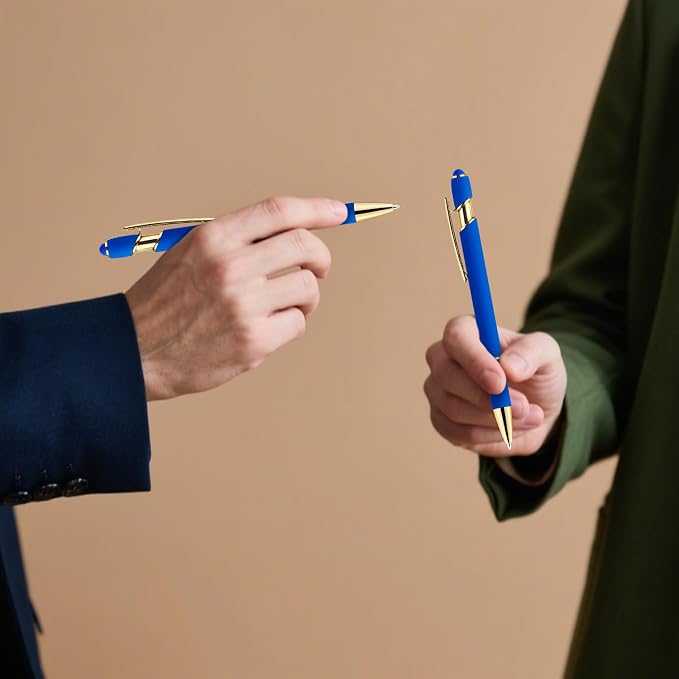 LINFANC 12 Pack Blue Gold Ballpoint Pen - Image 4