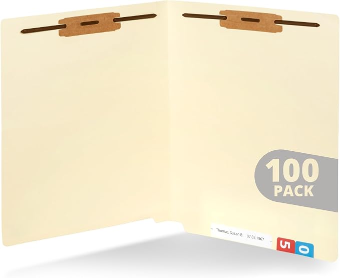 Blue Summit Supplies 100 Manila Fastener File Folders by BlueSummitSupplies