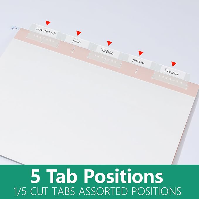 pmybupo Peachy-Pink Hanging File Folders, Letter Size, 1/5-Cut Adjustable Tabs - Image 3