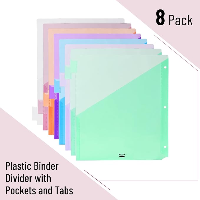 Mr. Pen- Binder Dividers with Pockets and Tabs, 8 Pack | Pocket Dividers - Image 2