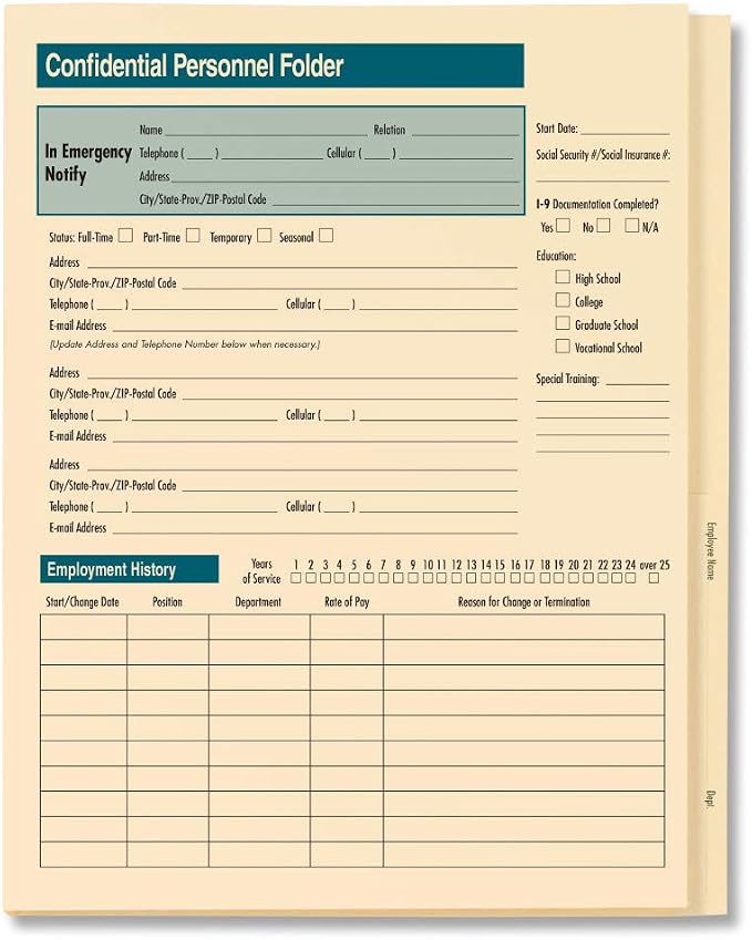 ComplyRight Confidential Personnel Folder, Document Filing Folder by ComplyRight