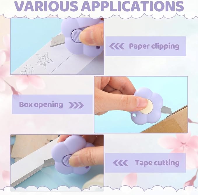 Honoson 8 Pack Mini Box Cutter Retractable Utility Knife Flower Portable Letter - Image 7