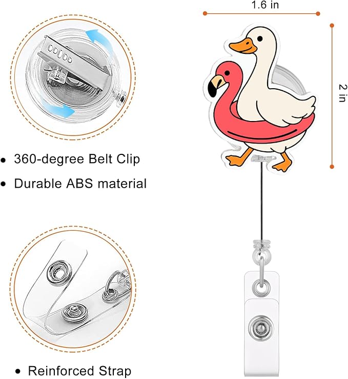 Cute Goose Floatie Badge Reel, Funny Summer Animal Badge Holder - Image 2