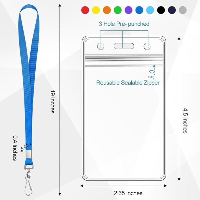 20 Pack Cruise Lanyard With Waterproof ID Card Holder, Durable Assorted Color - Image 2