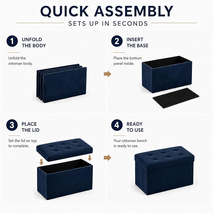 ALASDO 30 Inch Folding Storage Ottoman Bench - Image 5