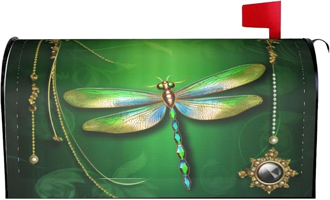 Green Dragonfly Welcome Magnetic Mailbox Cover, Mailbox Wrap Decorative - Image 2