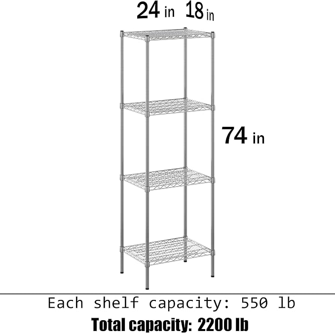 Regal Altair 18" Deep x 24" Wide x 74" Height Wire Shelving Kit | 4-Tier | NSF - Image 3