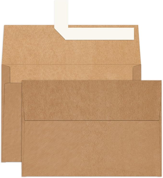 A4 Brown Kraft 4x6 Envelopes Self Seal 100 Pack, Goefun 4.25 x 6.25 Printable by Goefun