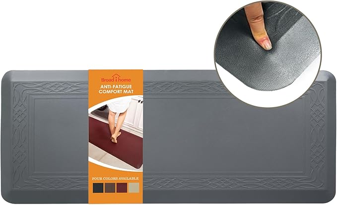 24 x 60 Inch Extra Support Anti Fatigue Comfort Kitchen Mat, Waterproof Long Kitchen Runner, Non-Slip Standing Desk Mat, Commercial Pads for Offices, Home, Garages (Bordeaux Grey, 24'' x 60'')-DeskLoop Office