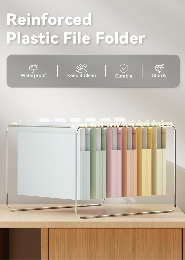Ansook Plastic Hanging File Folders, Letter Size Hanging Folders - Image 2