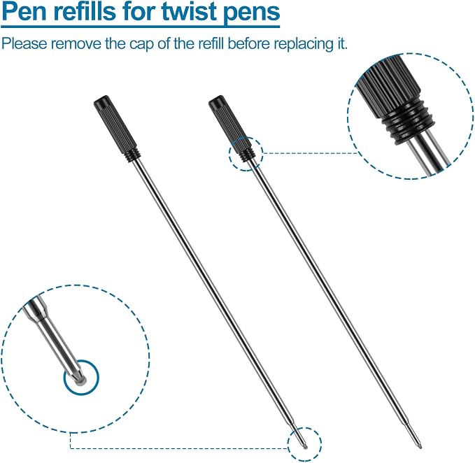 AZUREAL Pen Refills 20P, Replaceable Ballpoint Pen Refills, 1mm Medium Tip - Image 4