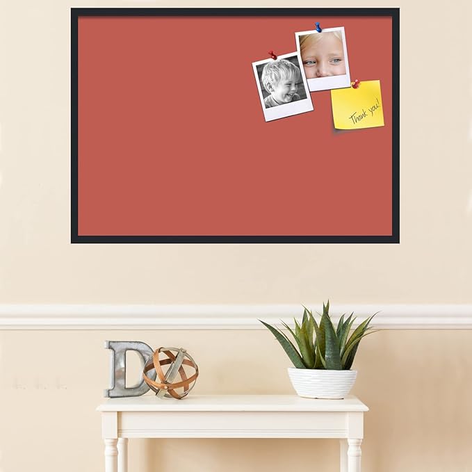 PinPix 40x28 Inch Cork Bulletin Board. This Decorative Framed Pin Board Comes with Crimson Pastel Design and a Satin Black Frame. Ideal for Home Office Decor or Message Board (PinPix-1807)-DeskLoop Office