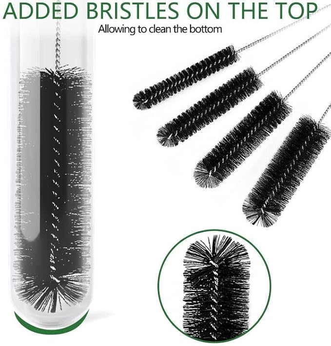 CiaraQ Bottle Cleaning Brushes, 9.8 Inch Nylon Tube Brush Set | Black Cleaner - Image 2