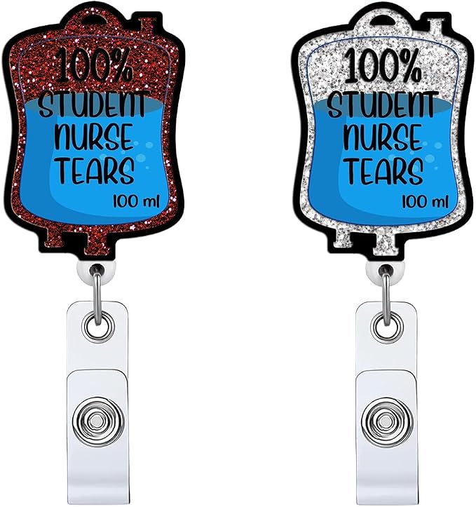 2pc Tears Nurse Badge Reel, Funny Cute Work Badge Holder by Unknown