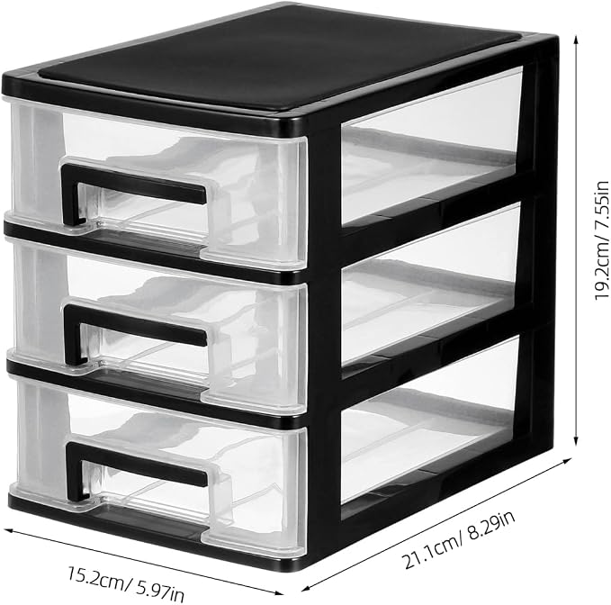 Plastic Stacking Desktop Storage Drawers 3-Drawer Storage Organizer, Small - Image 3