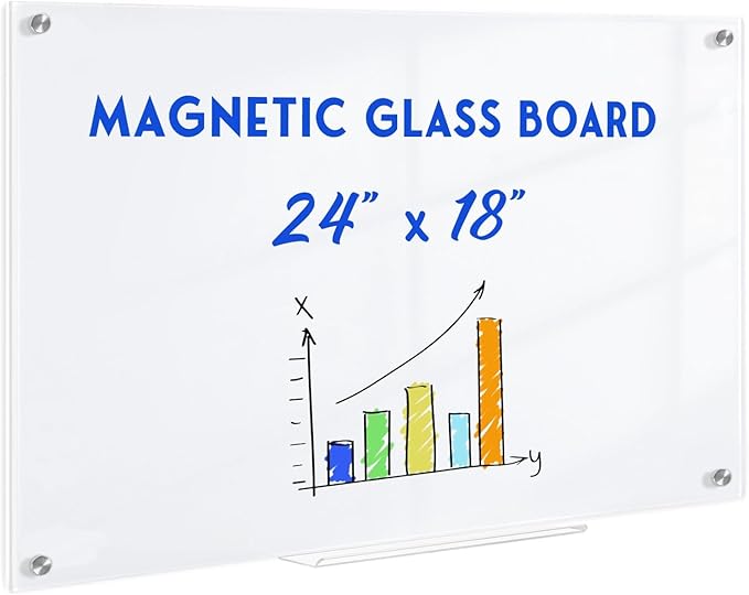 Magnetic Glass Whiteboard, Frameless White Board by QUEENLINK