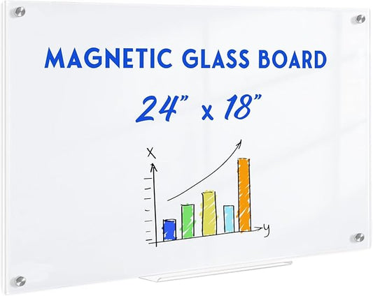Magnetic Glass Whiteboard, Frameless White Board by QUEENLINK
