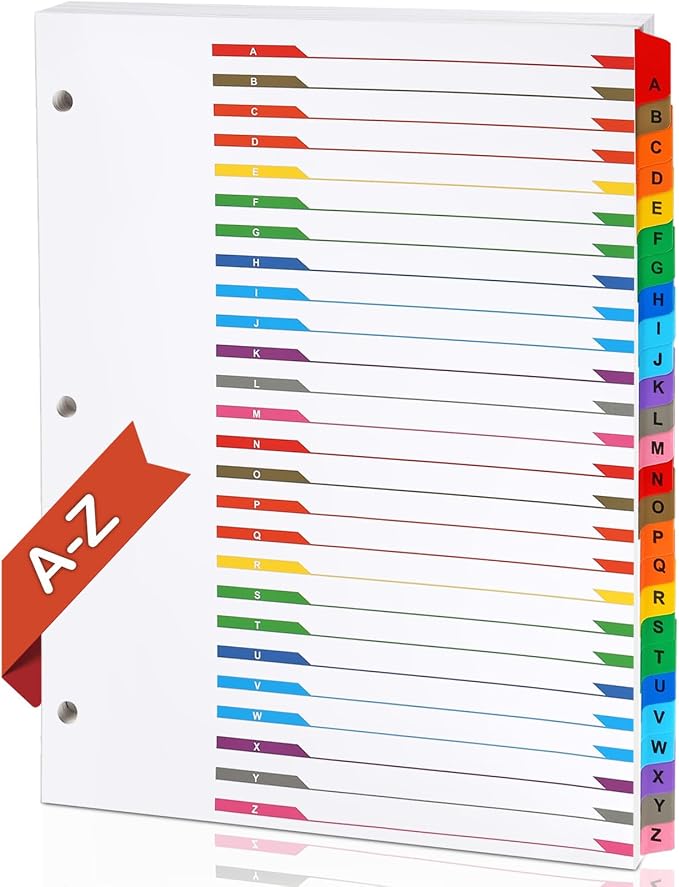 Alphabet Binder Dividers for 3 Ring Binder, COIDEA A-Z Dividers for 3 Ring by COIDEA