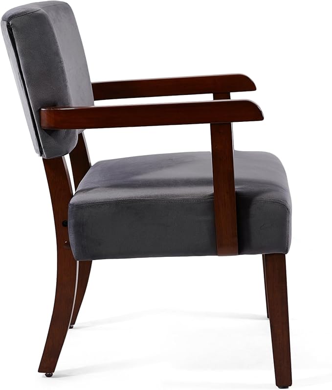 Accent Chair Set of 2 with Table, Living Room Chairs with VelvetSoft Seat and Armrests for Living Room Bedroom Reading Room Waiting Room (Greyvelvet)-DeskLoop Office