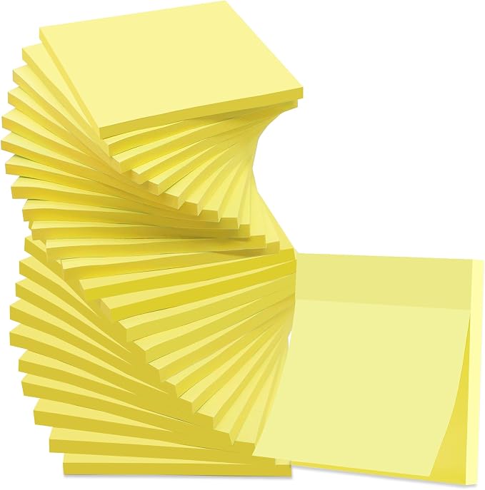 Sticky Notes 3x3 in Yellow, Sticky Pads, Clean Removal, Recyclable, Self-Stick by HCTBN