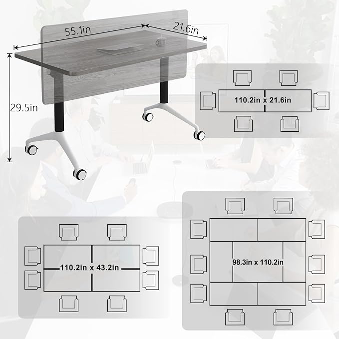 JEHUJD Conference Table, 55.1''Folding Conference Room Table - Image 2