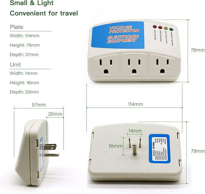 BSEED Surge Protector Power Strip for Home Appliance, 3 Outlet Power Surge Protector, Voltage Protector Brownout Surge Refrigerator 1875W, 120V, 15A, 1 Pack-DeskLoop Office