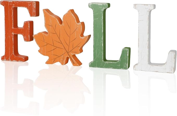 Fall Thanksgiving Decorations for Home, Retro Autumn Harvest Signs for Mantel by PAIVSUN