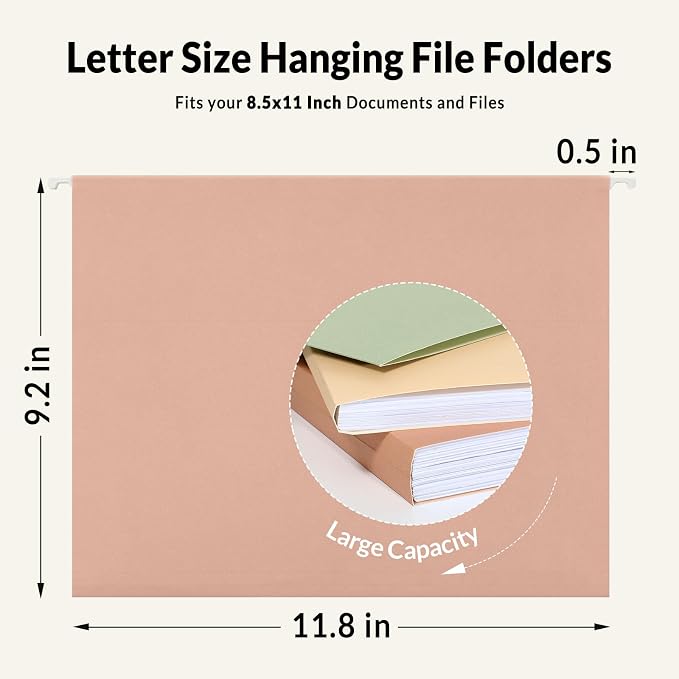 SUNEE 25 Count Hanging File Folders, Pastel Colors, Hanging File Folders Letter - Image 5