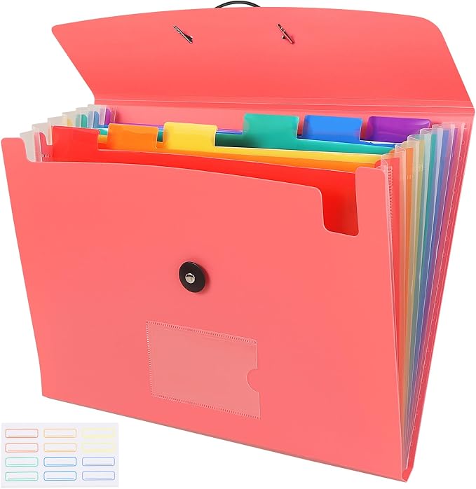 7 Pocket Accordian File Folders, Expanding File Folder A4 Letter Size Paper by CASAON