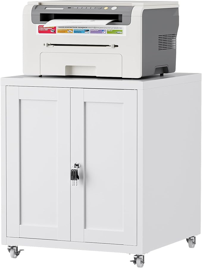 Large Printer Stand with Storage and Lock, 3D Heavy-Duty Printer Cabinet by LVSTEEL