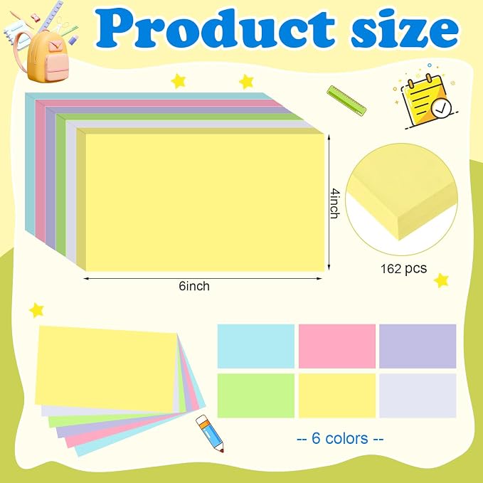 Colored Blank Index Cards 4x6 Inch Flash Cards Flashcards Heavyweight Note Cards - Image 2