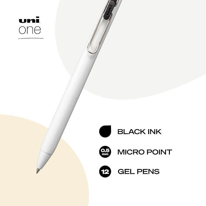 uniball one Retractable Gel Pens, Micro Point, 12 Pack - Image 2
