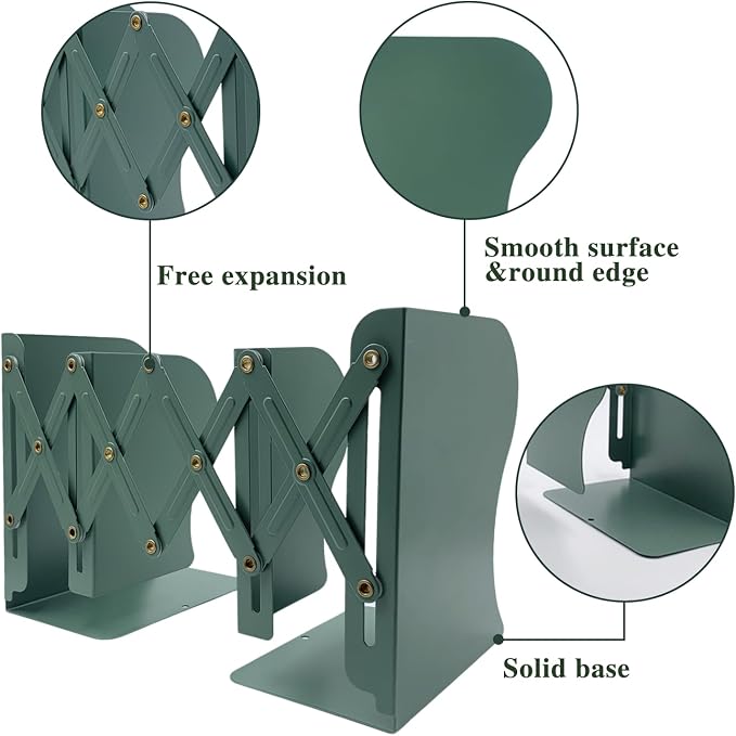 Adjustable Bookends Non Skid Decorative Bookends, Metal Bookend - Image 6
