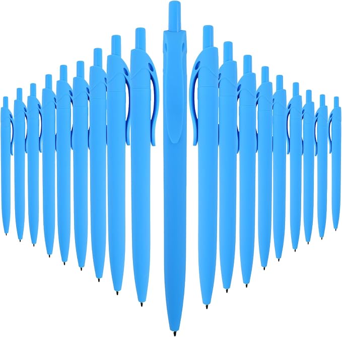 BallPoint Pens, 50 Pack, Bulk Pens, Sky Blue Barrel, Click Pens by Wiaziert