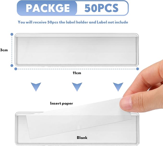 Epakh 50 Pack Back to School Self Adhesive Label Holders Shelf Tag Pockets 1.2 - Image 2