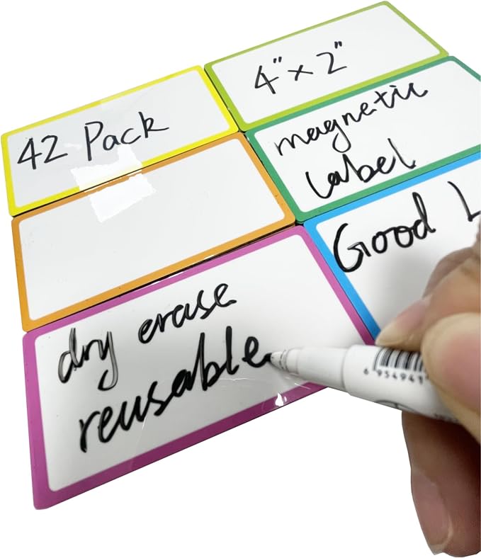 42-Pack 4" x 2" Magnetic Dry Erase Magnets Lable Notes - Image 4