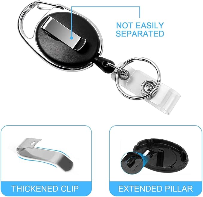 Teskyer Badge Reel, 2 Pack Retractable Badge Holders - Image 7